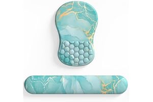 eulps Wrist Rest, Ergonomic Memory Foam Keyboard Wrist Pad & Mousepad Wrist Support Set, with Non-Slip PU Base, Pain Relief for Computer (Blue Marble)