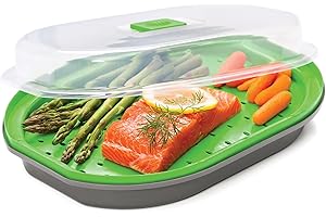 PrepSolutions Steamer for Fish and Veggies, Gray - Durable Kitchen Steaming Basket for Healthy Cooking