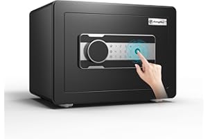 GangMei 0.8 Cubic Feet Fingerprint Home Safe Box, Digital Security Safe Lock Box Used for Home Office Hotel Business, Quick-Access Small Safes for Cash, Jewelry, Handgun, Documents, Black