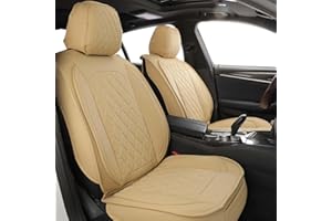 MIROZO Leather Car Seat Covers Full Set,Waterproof Automotive Seat Covers Universal Vehicle Seat Covers for Most Sedan SUV Pick-up Truck, Beige