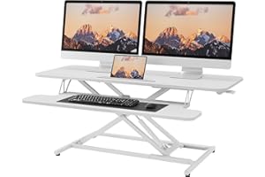 ERGOMAKER Standing Desk Converter, 106cm/42’’ Height Adjustable Desk Riser with Wide Keyboard Tray, Sit to Stand Desk Riser f