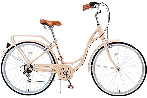 WEEROCK 24/26 Inch Adult Bike Ladies Cruiser Bicycle 7 Speeds Steel Frame Cith Bikes Commuter Cycle for Women, Men, Seniors, Multi Colors