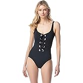 Michael Kors Women's Standard Solid Lace Up Grommet One Piece