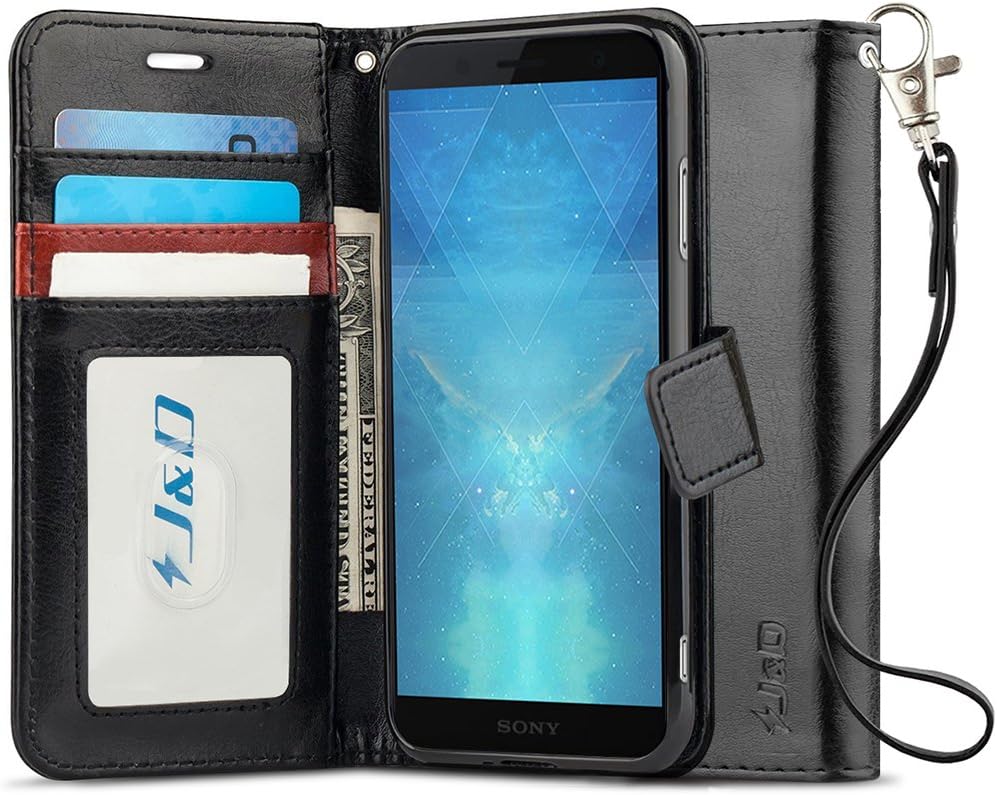 J&D Case Compatible for Xperia XZ2 Premium Case, Wallet Stand Slim Fit Heavy Duty Protective Shockproof Flip Wallet Case for Sony Xperia XZ2 Premium Wallet, Not for Sony XZ2/XZ2 Compact