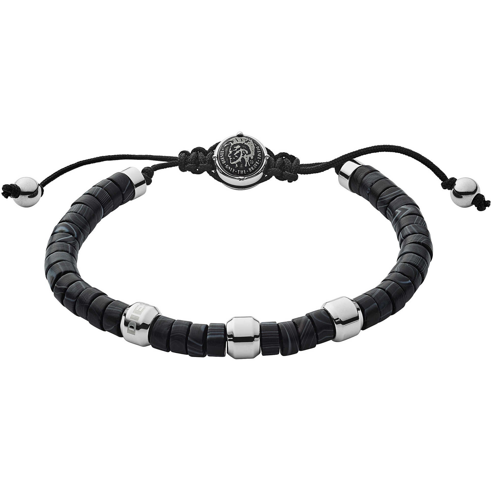 Diesel Bracelet for Men Beads, 16.5cm-25cm black Semi-Precious Bracelet, DX1121040