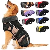 IECOii Extra Warm Dog Coat - Reflective Adjustable Jacket With Buckle Fleece Turtleneck for Cold Weather - Soft Winter Coat for Small Medium Extra Large Dogs - Green Camo