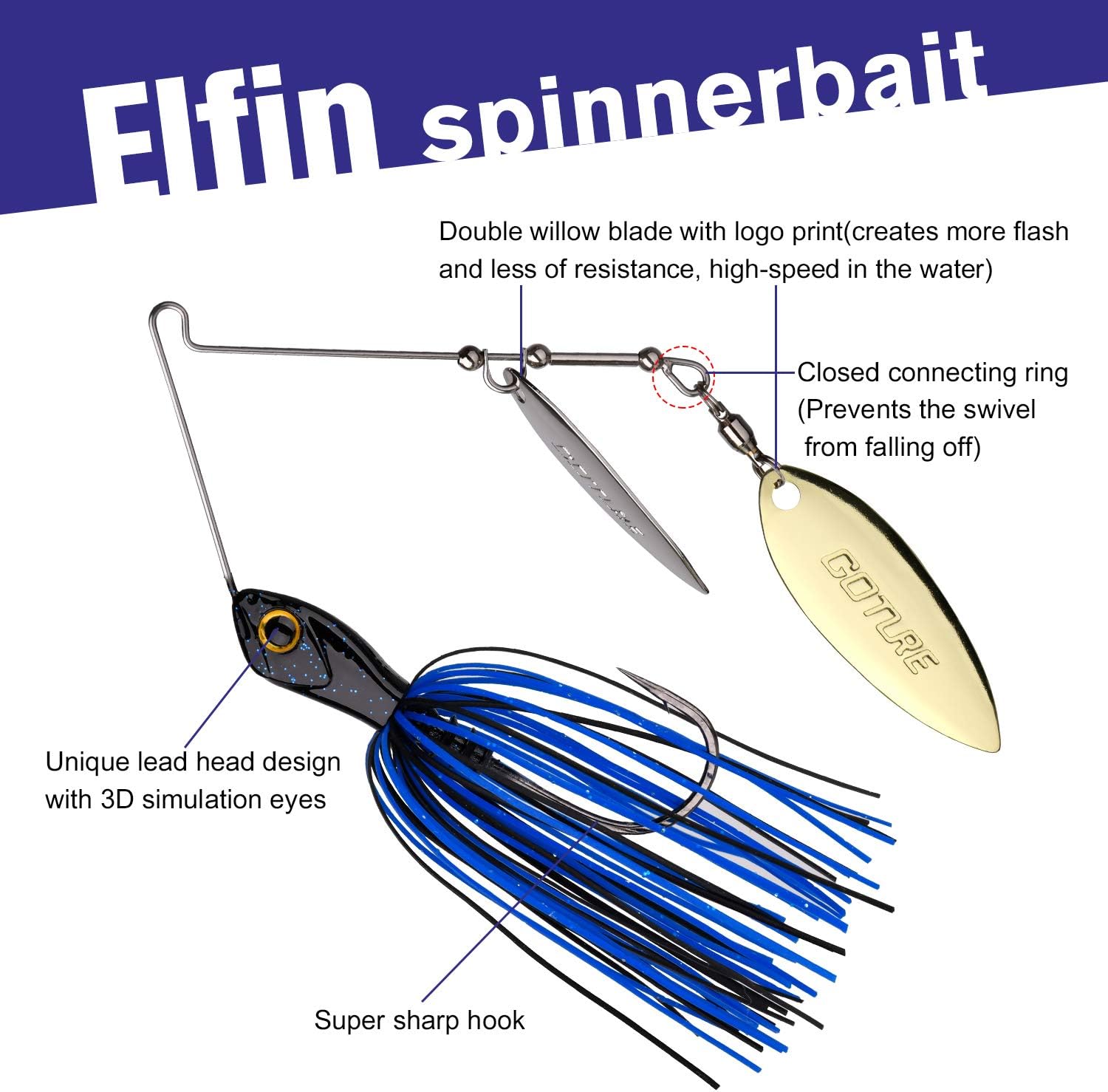 Goture Bass Fishing Lures Spinner Baits Jigs Kit for Bass Fishing Bladed Freshwater Saltwater Metal Double Willow Blade Spinnerbaits Rooster Tail for Salmon Pike Trout Walleye Jigs（3/8 1/2oz） : Sports & Outdoors