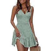JOCAFIYE Summer Dresses for Women 2026 Cute Ruffle Cap Sleeve V-Neck Flowy Swing Mini Dress Sundress