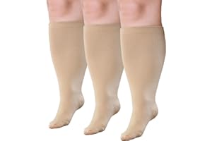 ZAKASA Plus Size Compression Socks: Women Men Wide Calf 20-30 mmHg Extra Large Knee High Compression Socks for Nurses Travel