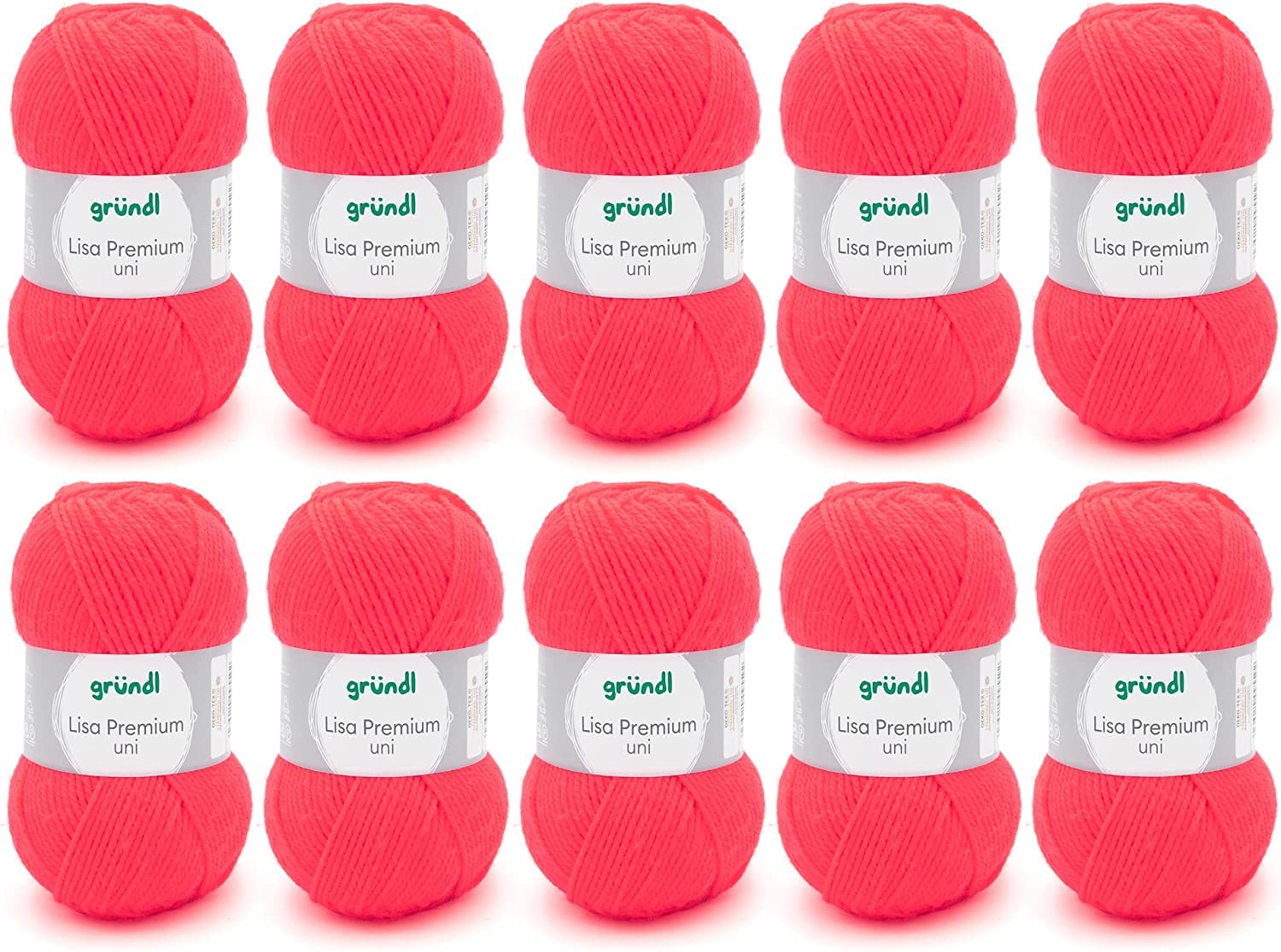 Grundl Lisa Premium uni 50g - neon coral 47 -Pack of 10