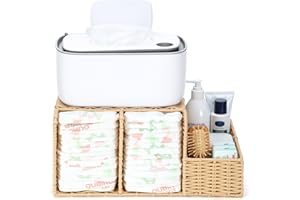Klippehop Diaper Caddy Organizer, Hand Rattan Nursery Storage Basket for Baby Essentials, Baby Changing Table Organizer Perfe