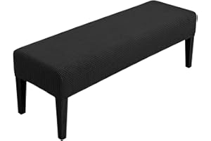 SPRINGRICO Stretch Dining Bench Cover, Removable Bench Slipcover Washable Bench Seat Protector Rectangle Bench Cover for Dining Room, Living Room, Bedroom, Kitchen (S1-Black)