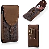 Hengwin Leather Phone Holster Fit for iPhone 17 Pro Max 16 Pro Max 15 Pro Max 14 Pro Max 13 Pro Max Samsung Galaxy S25 Ultra S24 Ultra Note9 Holster Belt Clip Pouch Case Cell Phone Holder (RetroBrown)