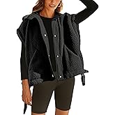 OPCAKM Women's Fuzzy Fleece Vest Oversized Sleeveless Sherpa Jacket Warm Button Down Gilet Outerwear with Pockets