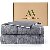 Amélie Home Cooling Comforter Queen Size, Dual-Sided Lightweight Cooling Blanket for Hot Sleepers, Q-Max 0.43 Breathable Cooling Quilt for Night Sweats, 90" x 90", Heather Charcoal Grey