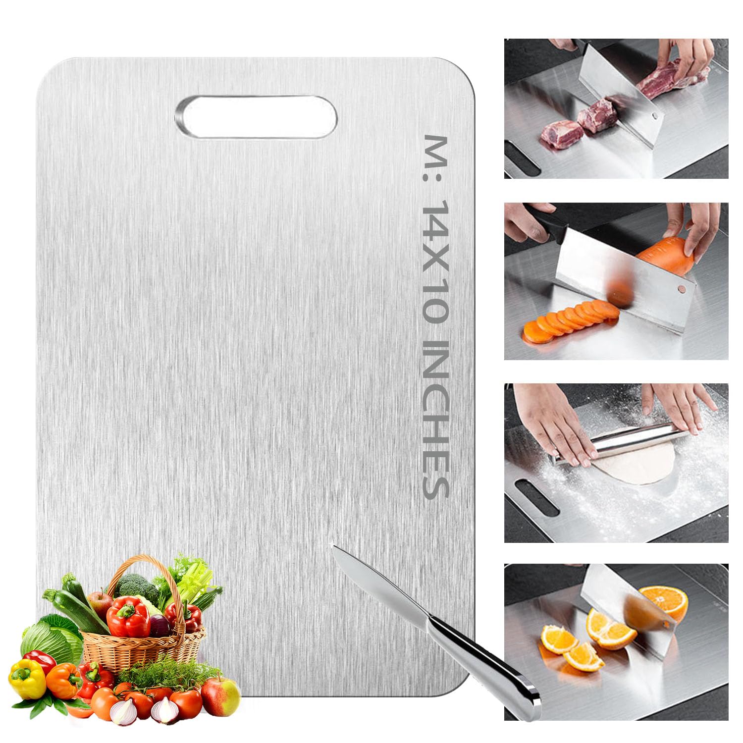 Photo 1 of Megecy Titanium Cutting Board-2025 Top Titanium Cutting Boards for Kitchen/Double Sided Titanium Cutting Mat,Stainless Steel Food Grade Cutting Boards,Stainless Non Stick Chopping Board?14 * 10in?