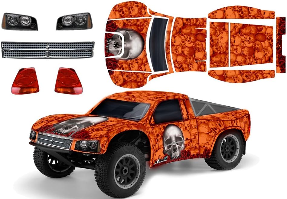 AMR Racing RC Graphics kit Sticker Decal Compatible with Losi Ten-SCTE 1/10 #LOSB8028 - Bones Orange