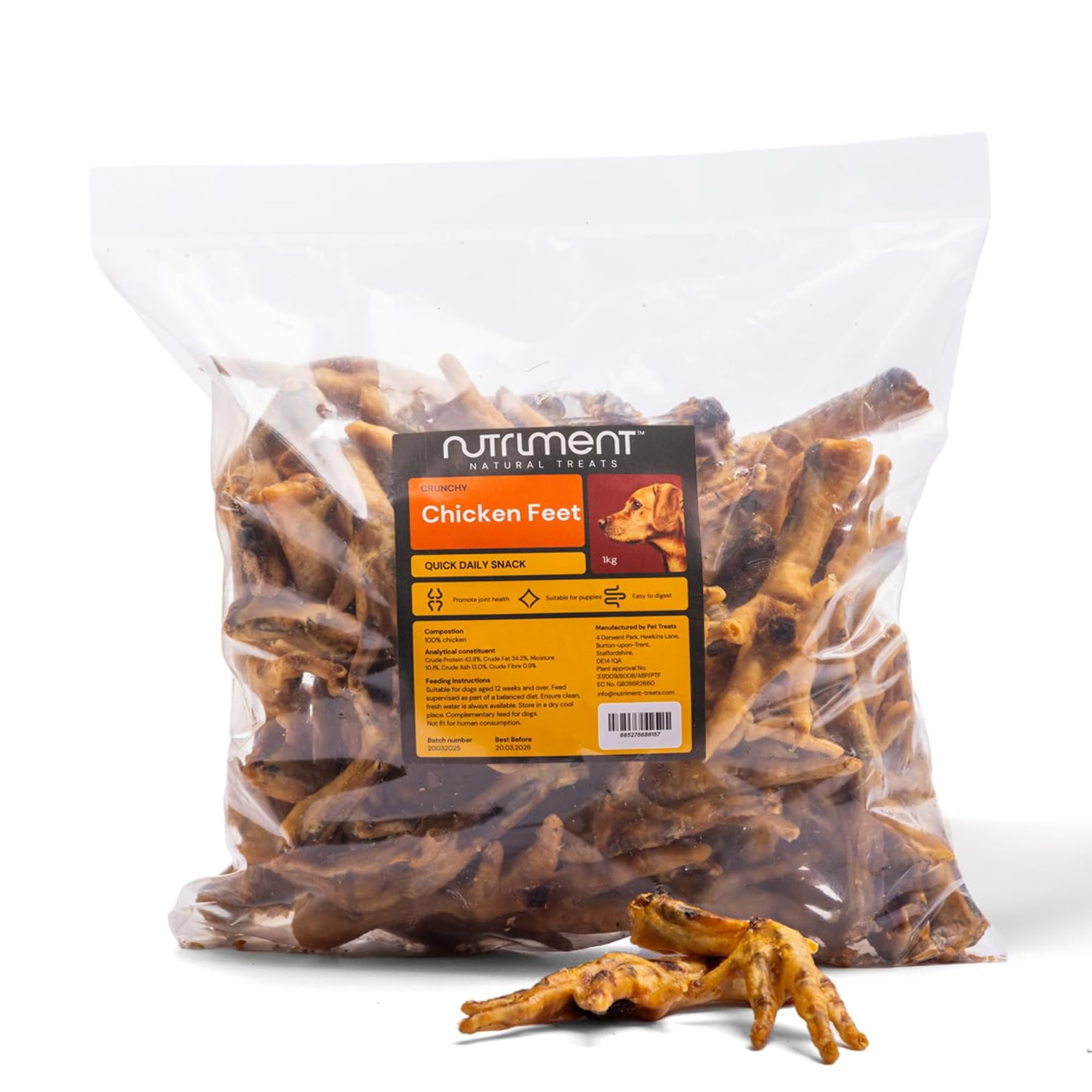 Natural Treats Chicken Feet (1kg) 100% Chicken Tasty Air Dried Healthy Dog Treat — image 1