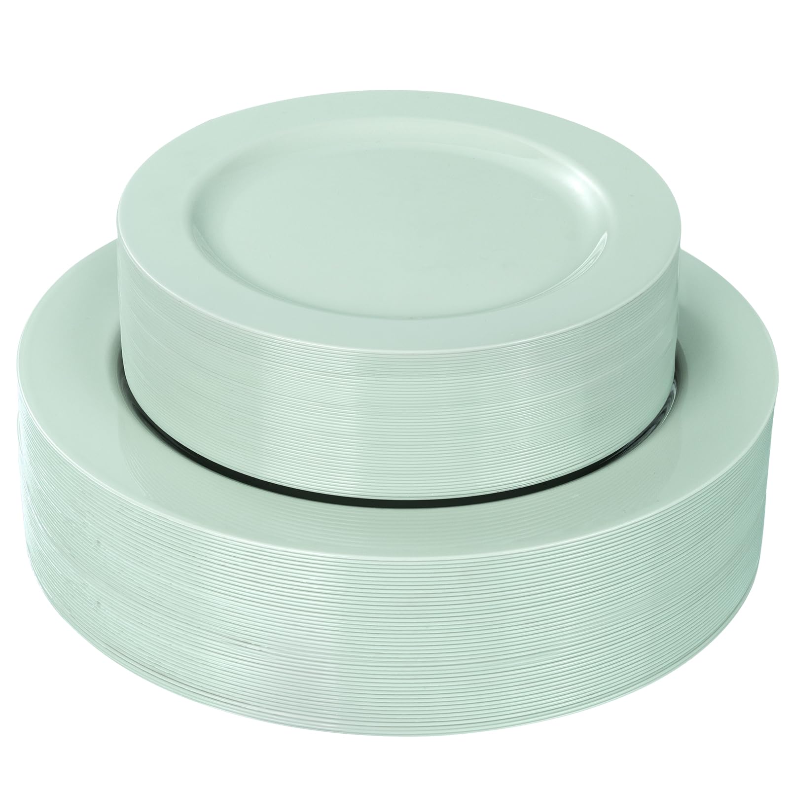 FLOWERCAT 60PCS Sage Green Plates - Heavy Duty Plastic Plates Disposable for Party/Easter - Include 30PCS 10.25inch Sage Green Dinner Plates and 30PCS 7.5inch Dessert Plates Image FLOWERCAT 60PCS Sage Green Plates - Heavy Duty Plastic Plates Disposable for Party/Easter - Include 30PCS 10.25inch Sage Green Dinner Plates and 30PCS 7.5inch Dessert Plates Image