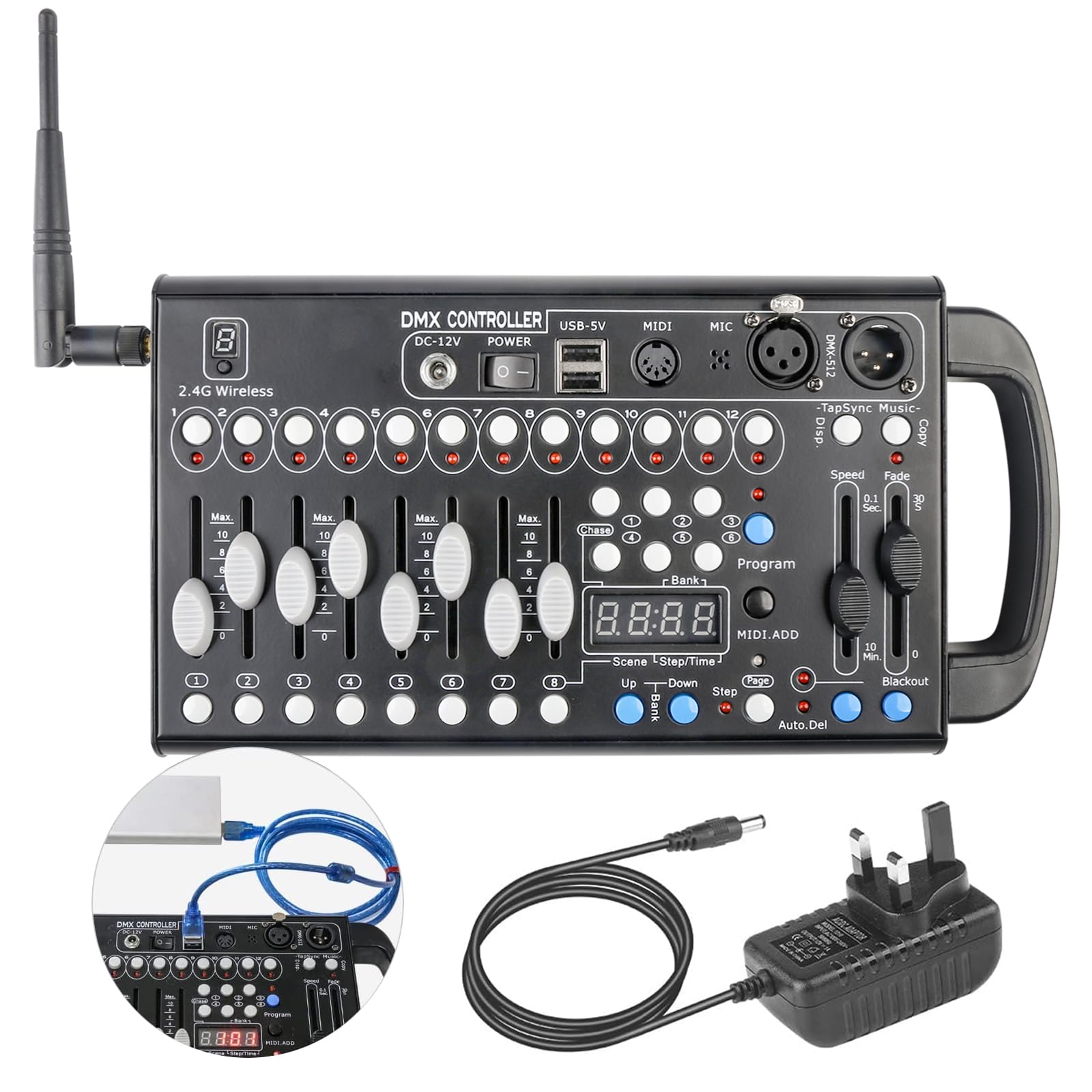 DMX Controllers Lighting, DJ Light Controller for Live House, DMX Controller 512 for Stage Light, 192CH DMX Lighting Controller for Family Party.