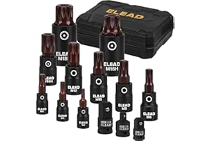 13-Piece XZN Triple Square Spline Bit Impact Socket Set - Premium S2 Steel European Style M4 - M18 with Socket Adapters, 1/4”