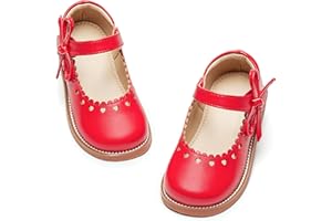GINFIVE Toddler Girls Dress Shoes Little Kids Flats School Mary Janes Shoes