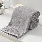 Absnuopt Grey Hand Towels Highly Absorbent 100% Cotton Ultra Soft Rippled Textured Edge Terry Decorative Hand Towel for Bathroom 13 X 29 inch, 2 Piece