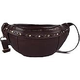 Vilenca Holland Genuine Italian Leather Boho Studded Waist Bag – Stylish & Durable Unisex Travel Fanny Pack for Essentials (Brown)