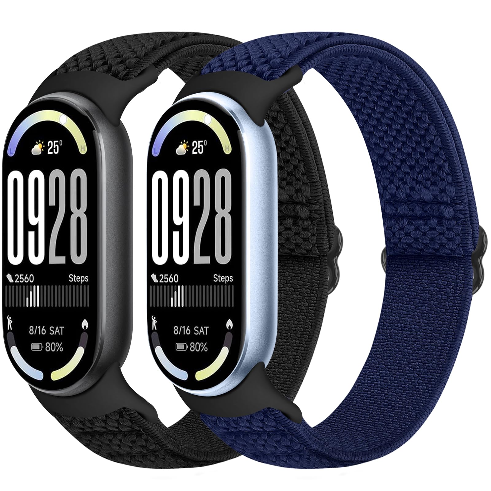 Runostrich Elastic Nylon Watch Strap Compatible with Xiaomi Smart Band 10/9/8 Sports Strap Soft Watch Band Adjustable Replacement Band for Women Men