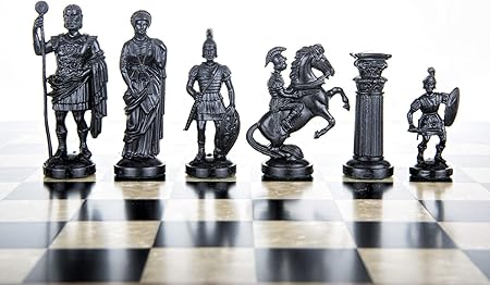 Amazon 3 3 4 ブラック ホワイトroman Legionプラスチックチェスピース Felted ゲーム おもちゃ