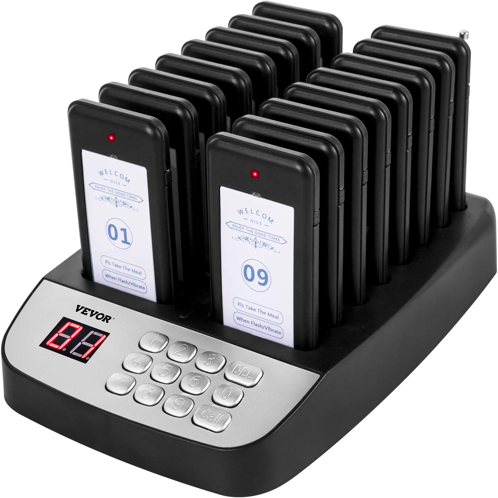 VEVOR F100 Restaurant Pager System 16 Pagers, Max