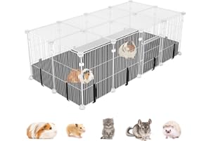 EAROND Small Animal Playpen with Waterproof Mat,Guinea Pig Cages,48"*26"*15.7"C&C Cage for Hamster,Rabbit,Bunny,Hedgehog,Chinchilla,Ferret,Indoor Outdoor Portable Metal Wire Yard Fence,Metal Pet Panels-20p