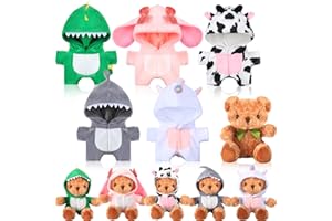 Vertintong 5 Pcs Bear Clothes with 1 Pcs Bear, Stuffed Animal Clothes Fit 6-8 Inches Plush Toy Doll Small Outfit Stuffed Animal Accessories Cute Hoodie DIY Toy