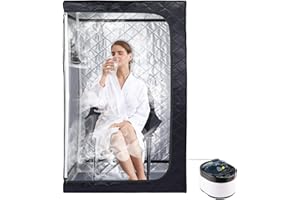 ZONEMEL Full Size Portable Steam Sauna, Personal Home Spa, 1500 Watt 4 Liter Steamer with Remote Control, Timer, Upgraded Portable Chair (Black, 63in-Height)