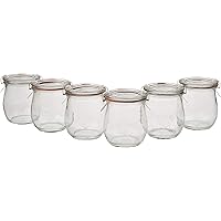 Mini Tulip Jelly Jar with Glass Lids 6 Rings and 12 Clamps, 6 Count (Pack of 1)