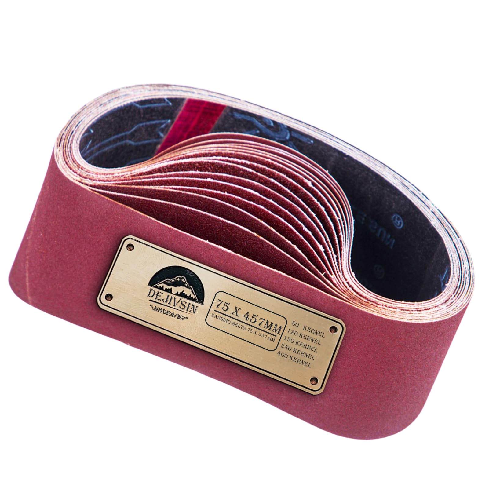 DeJivsin 15pcs Sanding Belts, 75 x 457 mm Belt Sander Sanding Belts, Grit 80/120/150/240/400, Belt Sander for Polishing, Filing, Sanding and Rust Removal of Metal, Aluminum Oxide for Sander
