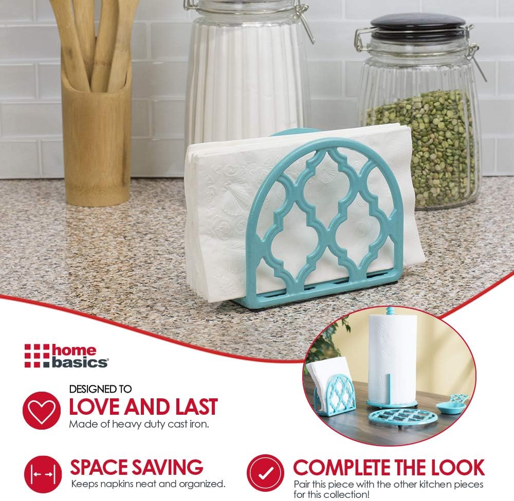 Home Basics Lattice Collection Cast Iron Napkin Holder (Turquoise): Kitchen & Dining