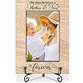 TRKAE Mother Picture Frame, The Love Between a Mother & Son is Forever, Wooden Photo Frame Birthday Gifts for Mom Mama Mommy, 4x6 Photo Frame For Tabletop Display, Home Office Table Decor -033
