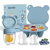 Baby Fruit Feeder Pacifier - Convenient Baby Food Feeder Set,Baby Food Dummy Feeder, Baby Food Freezer Trays Included (Blue)