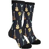 Yrassio Retro Guitar Music Novelty Crew Socks Casual Crazy Funny Dress Socks For Women Men Teens Gift