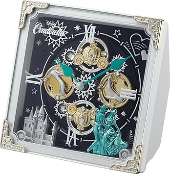 Amazon Co Jp Disney ディズニー 置き時計 キャラクター アナログ からくり シンデレラ 32曲 メロディ 白 リズム Rhythm 4rh784mc03 ホーム キッチン