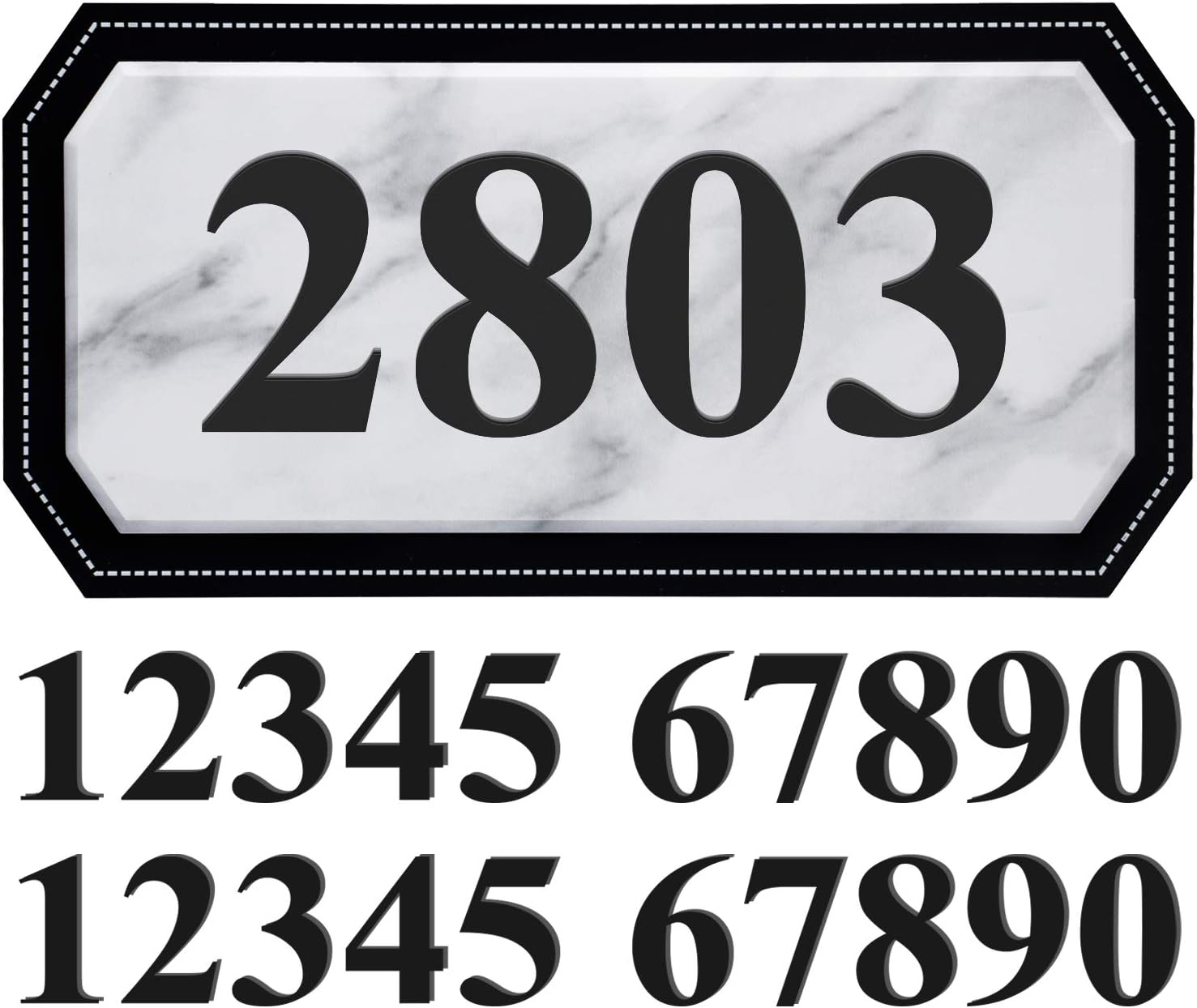 House Address Plaques Mailbox Number Personalized Address Signs for House Home Hotel Office Garden Decorative Wall Plaque (Marble)