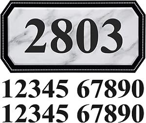 House Address Plaques Mailbox Number Personalized Address Signs for House Home Hotel Office Garden Decorative Wall Plaque (Marble)