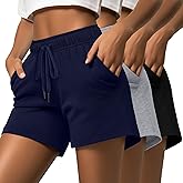 Riyiper 3 Pack Women's Sweat Shorts Drawstring Summer Athletic Elastic Casual Loose Comfy Pants with Pockets