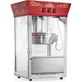 Olde Midway Vintage-Style Popcorn Machine with 8-Ounce Kettle - Red | Movie Theater-Style Popcorn Popper, Countertop Design, Includes Measuring Spoons, Scoop, and Serving Bags