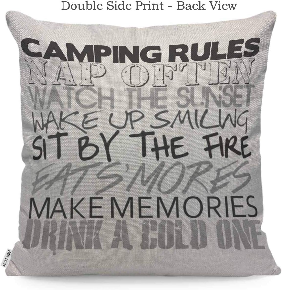 Amazon Com Wondertify Throw Pillow Cover Case Camping Rules Nap