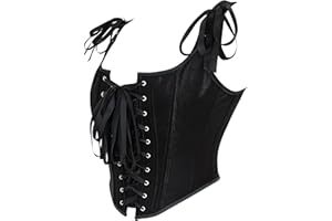 IZUS Steampunk Gothic Bustier Corset Tops for Women Lace-up Push Up Shapewear Crop Tops Tank Bodice Camisole Vest