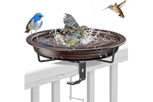 VeyFolzin.st Deck Mounted Bird Bath for Outside, Detachable Birdbath Bowl with Sturdy Clamp, Outdoor Bird Baths Bowl for Attracting Birds Garden Yard Decor (Brown)