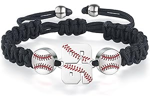 XOYOYZU Baseball Number Bracelets for Men Athletes Jersey Number Bracelet Handmade Braided Adjustable Bracelets Personalized Baseball Gifts for Men