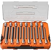 Klein Tools 652216HEXL Long Hex Bit Socket Set, 16-Piece, SAE and Metric Socket Set, Long Hex Bits, MODbox Case